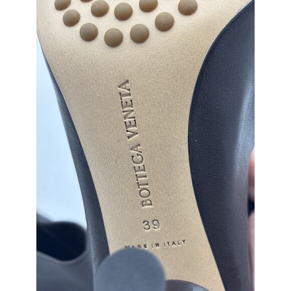 Authentic Bottega Veneta Dot Sock Mule Clog Black Leather Size 39 Toy Heel - Picture 9 of 12